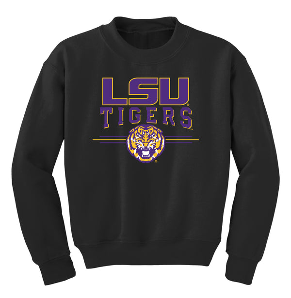 LSU Tigers Youth Crewneck Sweatshirt - LSU Tigers 3-Stripe