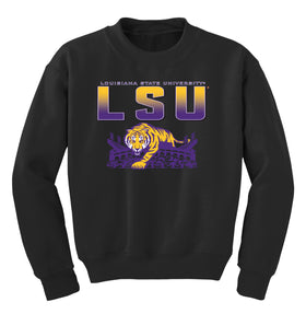 LSU Tigers Youth Crewneck Sweatshirt - LSU Tiger Stadium Full Color Fade