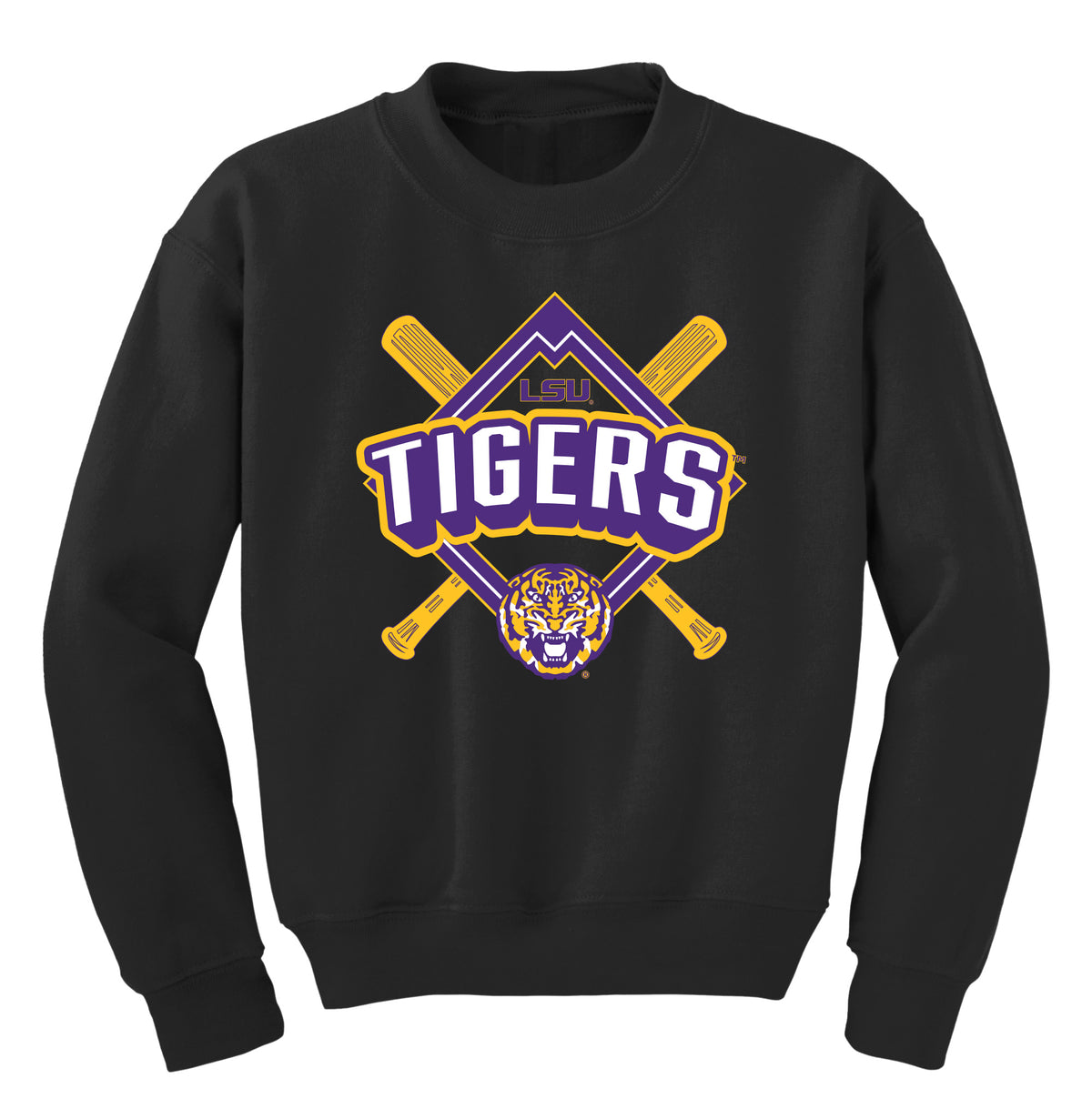 LSU Tigers Youth Crewneck Sweatshirt - LSU Baseball Diamond