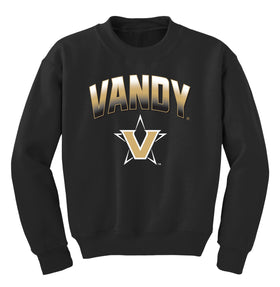 Vanderbilt Commodores Youth Crewneck Sweatshirt - Vandy Arch Full Color Fade with Primary