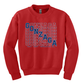 Gonzaga Bulldogs Youth Crewneck Sweatshirt - Diagonal Echo Gonzaga