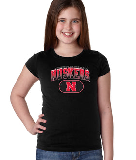 Nebraska Huskers Girls Tee Shirt - Full Color Huskers Fade with Block N