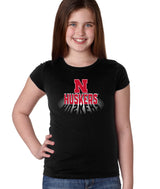 Nebraska Huskers Girls Tee Shirt - 3D Huskers Spotlight Shadow