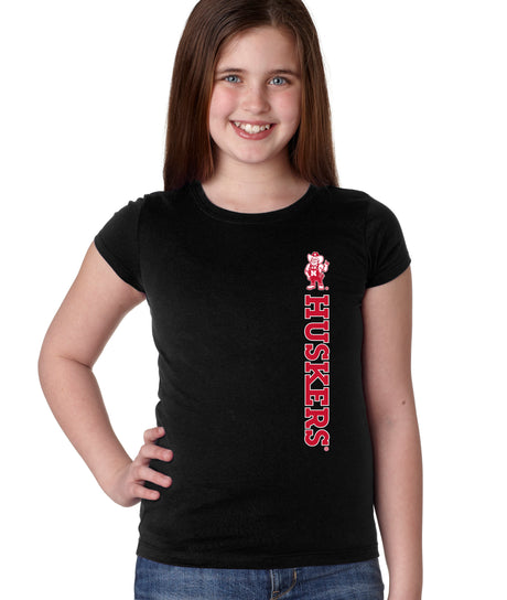 Nebraska Huskers Girls Tee Shirt - Vertical Huskers Herbie Husker