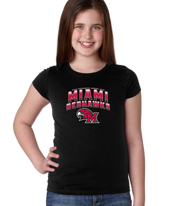 Miami University RedHawks Girls Tee Shirt - Miami RedHawks Full Color Fade Hawk M Logo