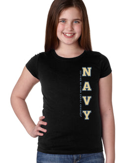 Navy Midshipmen Girls Tee Shirt - USNA Vertical Navy