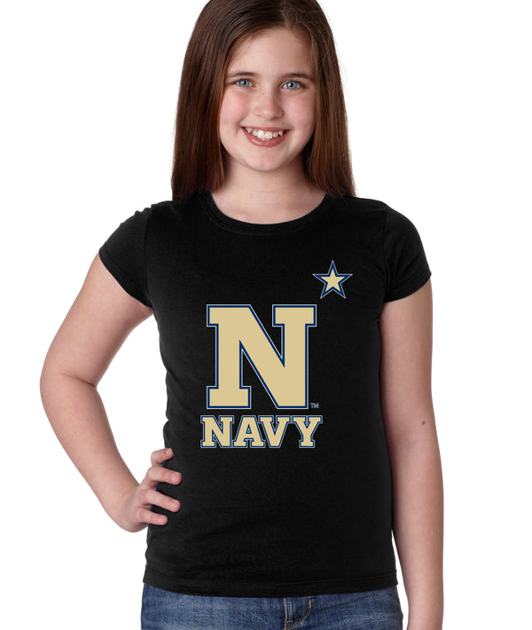 Navy Midshipmen Girls Tee Shirt - US Naval Academy Star Logo