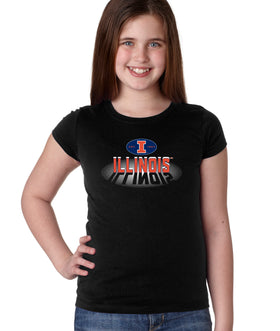 Illinois Fighting Illini Girls Tee Shirt - Spotlight and Shadow Illinois