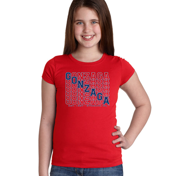 Gonzaga Bulldogs Girls Tee Shirt - Diagonal Echo Gonzaga