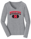 Women's Nebraska Huskers Long Sleeve V-Neck Tee Shirt - Full Color Huskers Fade with Block N