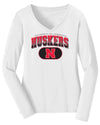 Women's Nebraska Huskers Long Sleeve V-Neck Tee Shirt - Full Color Huskers Fade with Block N