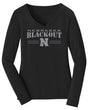 Women's Nebraska Huskers Long Sleeve V-Neck Tee Shirt - Nebraska Blackout Block N