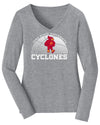 Women's Iowa State Cyclones Long Sleeve V-Neck Tee Shirt - Iowa State Basketball with Cy