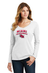 Women's Miami University RedHawks Long Sleeve V-Neck Tee Shirt - Miami RedHawks Full Color Fade Hawk M Logo