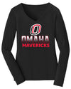 Women's Omaha Mavericks Long Sleeve V-Neck Tee Shirt - Full Color Fade Omaha