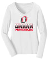 Women's Omaha Mavericks Long Sleeve V-Neck Tee Shirt - Full Color Fade Omaha