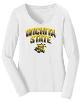 Women's Wichita State Shockers Long Sleeve V-Neck Tee Shirt - Wichita State Full Color Fade