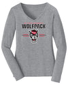 Women's North Carolina State Wolfpack Long Sleeve V-Neck Tee Shirt - 3-Stripe Primary Logo