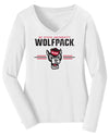 Women's North Carolina State Wolfpack Long Sleeve V-Neck Tee Shirt - 3-Stripe Primary Logo
