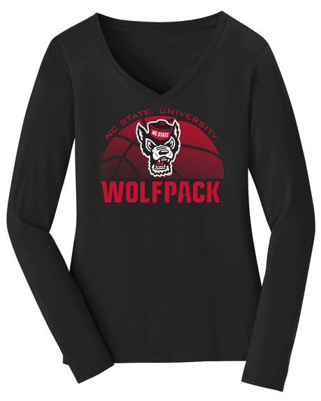 Women's North Carolina State Wolfpack Long Sleeve V-Neck Tee Shirt - NC State Basketball