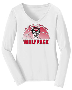Women's North Carolina State Wolfpack Long Sleeve V-Neck Tee Shirt - NC State Basketball