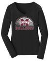 Women's Mississippi State Bulldogs Long Sleeve V-Neck Tee Shirt - MSU Bulldogs Basketball