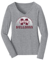 Women's Mississippi State Bulldogs Long Sleeve V-Neck Tee Shirt - MSU Bulldogs Basketball