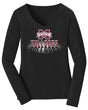 Women's Mississippi State Bulldogs Long Sleeve V-Neck Tee Shirt - Bulldogs Spotlight and Shadow