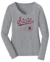 Women's Mississippi State Bulldogs Long Sleeve V-Neck Tee Shirt - Mississippi State Baseball