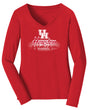 Women's Houston Cougars Long Sleeve V-Neck Tee Shirt - Spotlight and Shadow Houston
