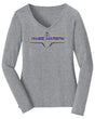 Women's James Madison Dukes Long Sleeve V-Neck Tee Shirt - Striped James Madison Football Laces