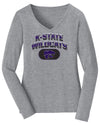 Women's K-State Wildcats Long Sleeve V-Neck Tee Shirt - Full Color K-State Wildcats Fade