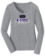 Women's K-State Wildcats Long Sleeve V-Neck Tee Shirt - Spotlight and Shadow K-State