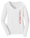 Women's Illinois Fighting Illini Long Sleeve V-Neck Tee Shirt - Vertical Illinois Fighting Illini