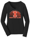 Women's Illinois Fighting Illini Long Sleeve V-Neck Tee Shirt - University of Illinois Basketball