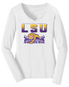 Women's LSU Tigers Long Sleeve V-Neck Tee Shirt - LSU Tiger Stadium Full Color Fade