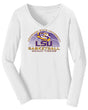 Women's LSU Tigers Long Sleeve V-Neck Tee Shirt - LSU Basketball Geaux Tigers