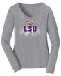 Women's LSU Tigers Long Sleeve V-Neck Tee Shirt - Spotlight and Shadow LSU