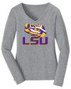 Women's LSU Tigers Long Sleeve V-Neck Tee Shirt - Tiger Eye LSU