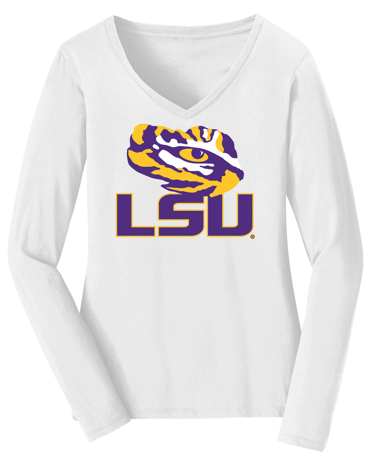 Women's LSU Tigers Long Sleeve V-Neck Tee Shirt - Tiger Eye LSU