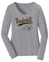 Women's Vanderbilt Commodores Long Sleeve V-Neck Shirt - Script Vanderbilt Baseball