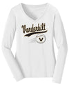 Women's Vanderbilt Commodores Long Sleeve V-Neck Shirt - Script Vanderbilt Baseball