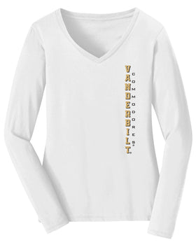 Women's Vanderbilt Commodores Long Sleeve V-Neck Shirt - Vertical Vandy Commodores