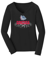 Women's Gonzaga Bulldogs Long Sleeve V-Neck Tee Shirt - Spotlight Gonzaga