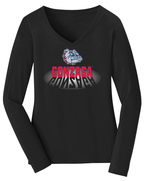 Women's Gonzaga Bulldogs Long Sleeve V-Neck Tee Shirt - Spotlight Gonzaga