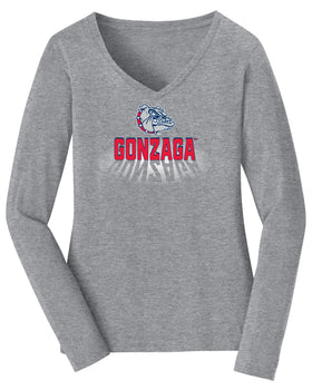 Women's Gonzaga Bulldogs Long Sleeve V-Neck Tee Shirt - Spotlight Gonzaga