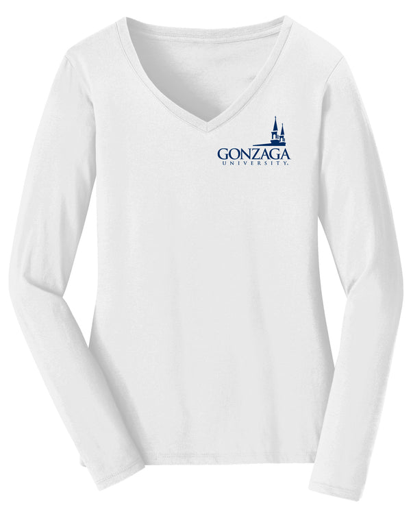 Women's Gonzaga Bulldogs Long Sleeve V-Neck Tee Shirt - Gonzaga Spires