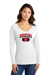 Women's Nebraska Huskers Long Sleeve V-Neck Tee Shirt - Full Color Huskers Fade with Block N