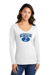 Women's Creighton Bluejays Long Sleeve V-Neck Tee Shirt - Full Color Fade Primary Logo Oval