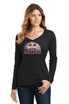 Women's Mississippi State Bulldogs Long Sleeve V-Neck Tee Shirt - MSU Bulldogs Basketball